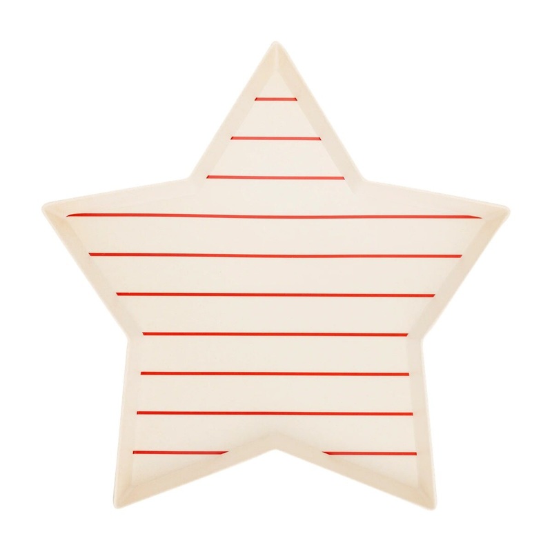Hamptons Star-Shaped Red Stripe Bamboo Tray