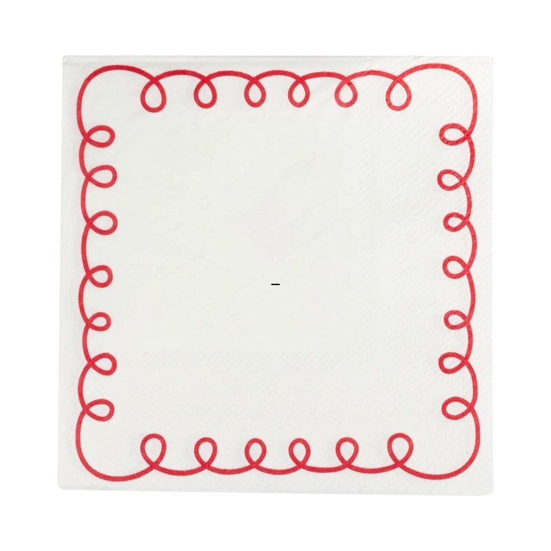 Red & Cream Beverage Napkin