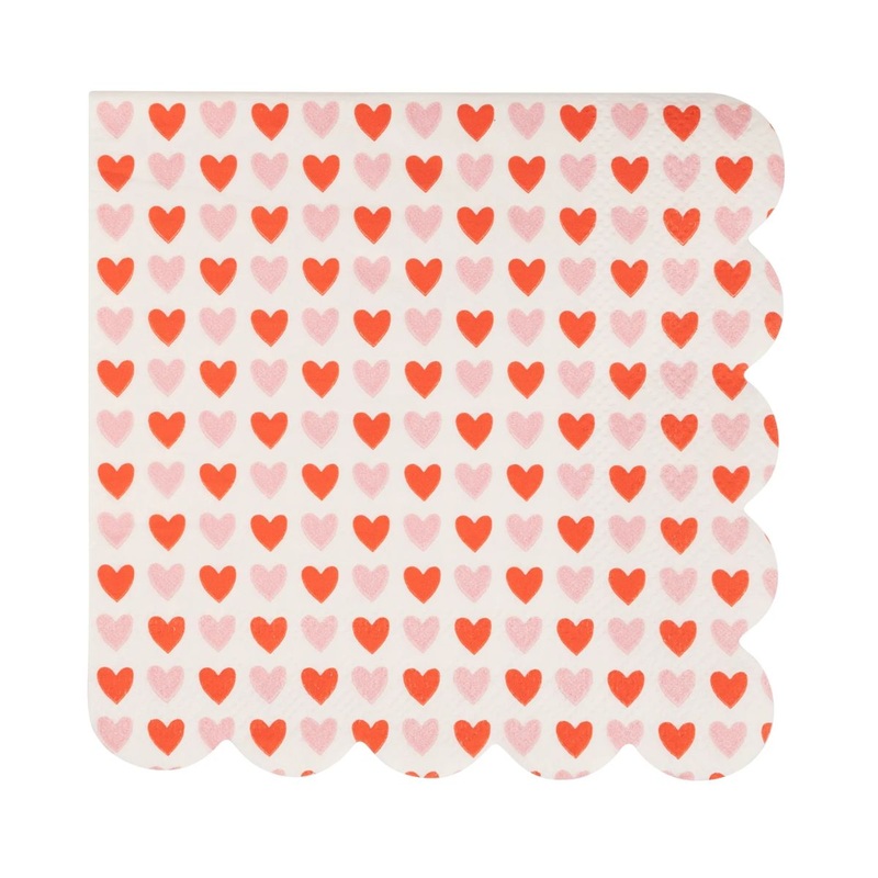 Hearts Scalloped Cocktail Napkin