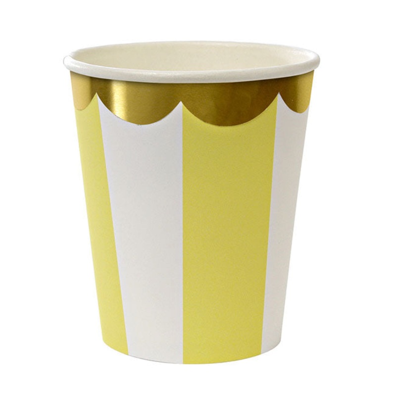 Meri Meri Toot Sweet Yellow Stripe Paper Cups – 8 ct.