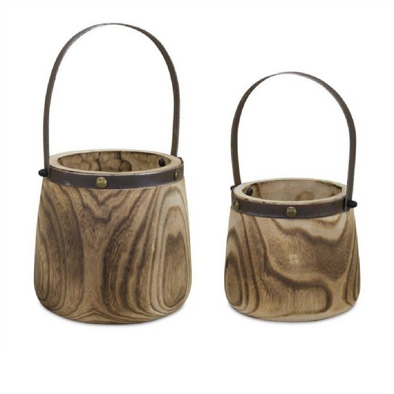 Pail 7.5×11.75x9x14 Wood/Steel