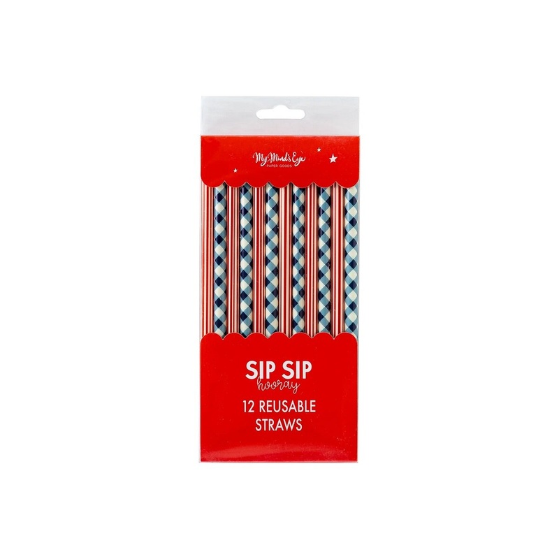 Plaid and Stripes Reusable Straws
