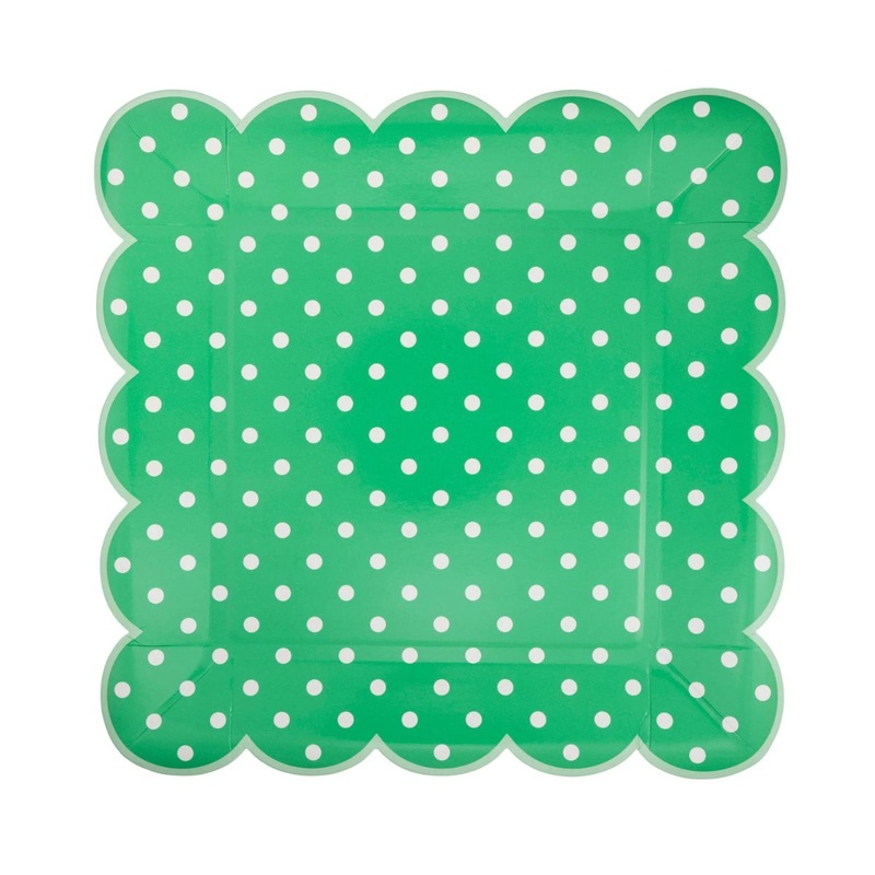 Polka Dot Scalloped Square Plate