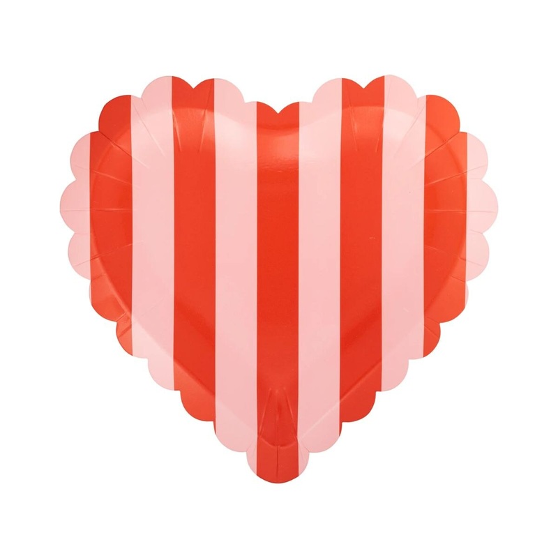 Scalloped Striped Heart Plate
