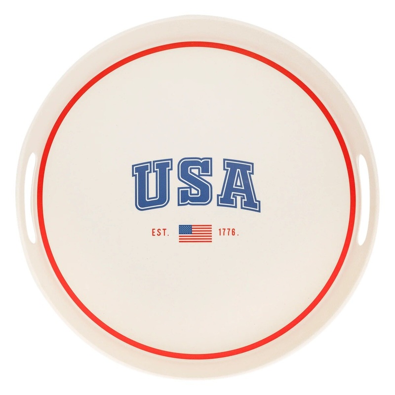 USA Round Bamboo Serving Tray