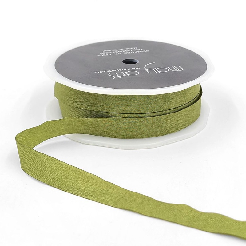 1/2 Ribbon Wrinkled Faux Silk Ribbon- Olive