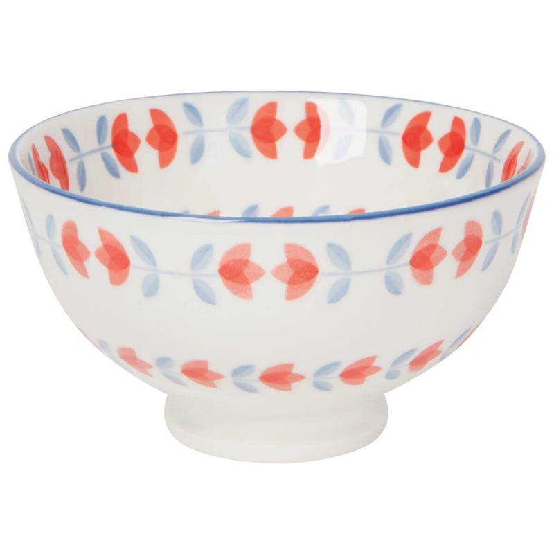4 Red Tulip Stamped Bowl