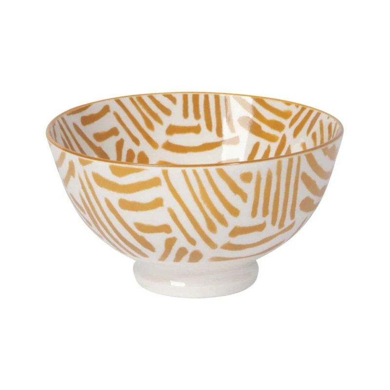 4 Stamped Bowl – Ochre Lines