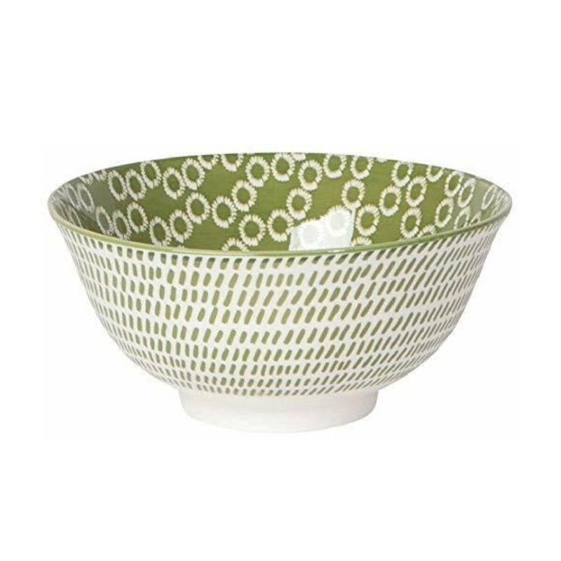 6 Bowl Stamped- Green Rings