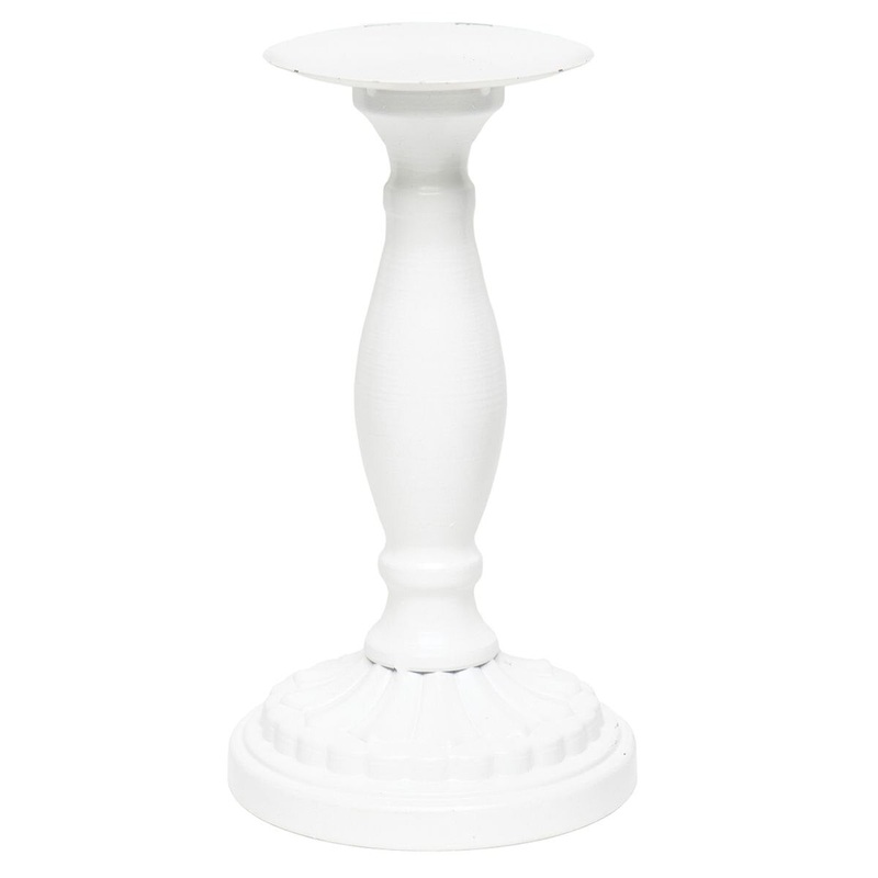 8.5 White Metal Candle Holder