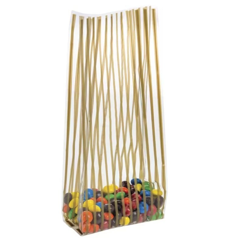 Cellophane Bag C4 Vertical Stripe Gold 10/100