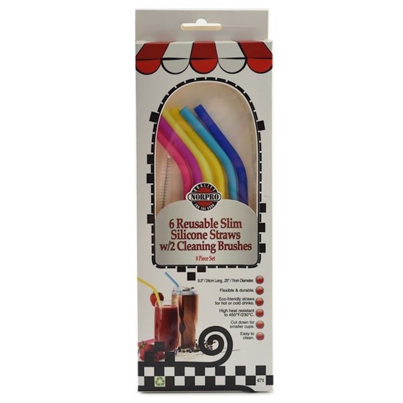 NorPro Slim Silicone Straw Set