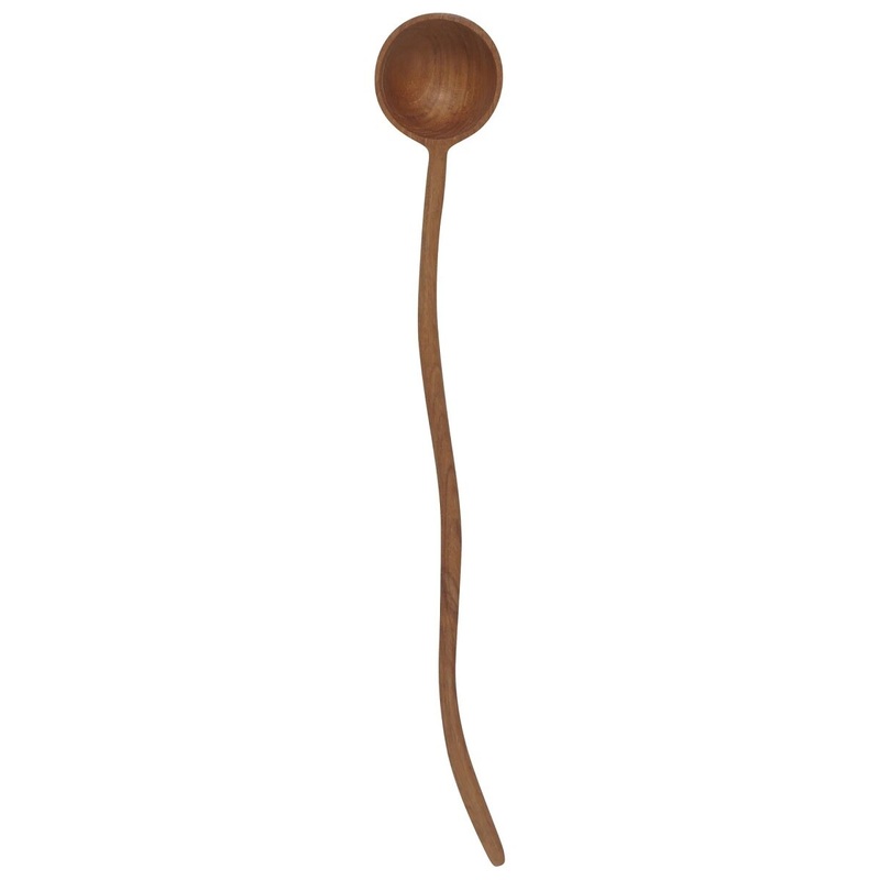 Teak Wood Wavy Long Scoop