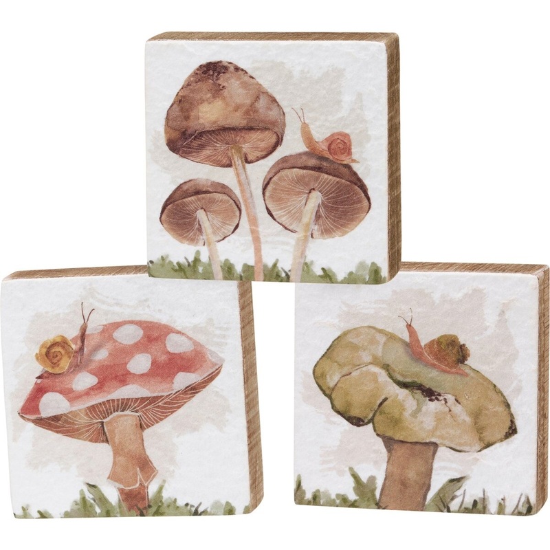 Wild Mushrooms Block Sign Set