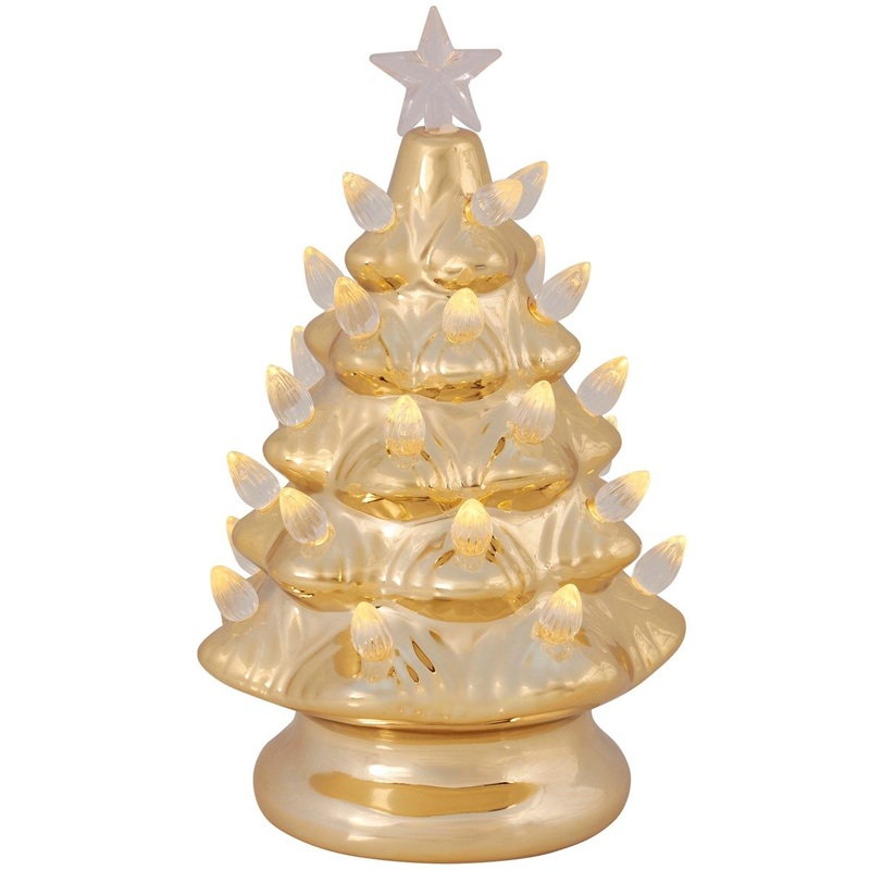 Lighted Gold Ceramic Tree