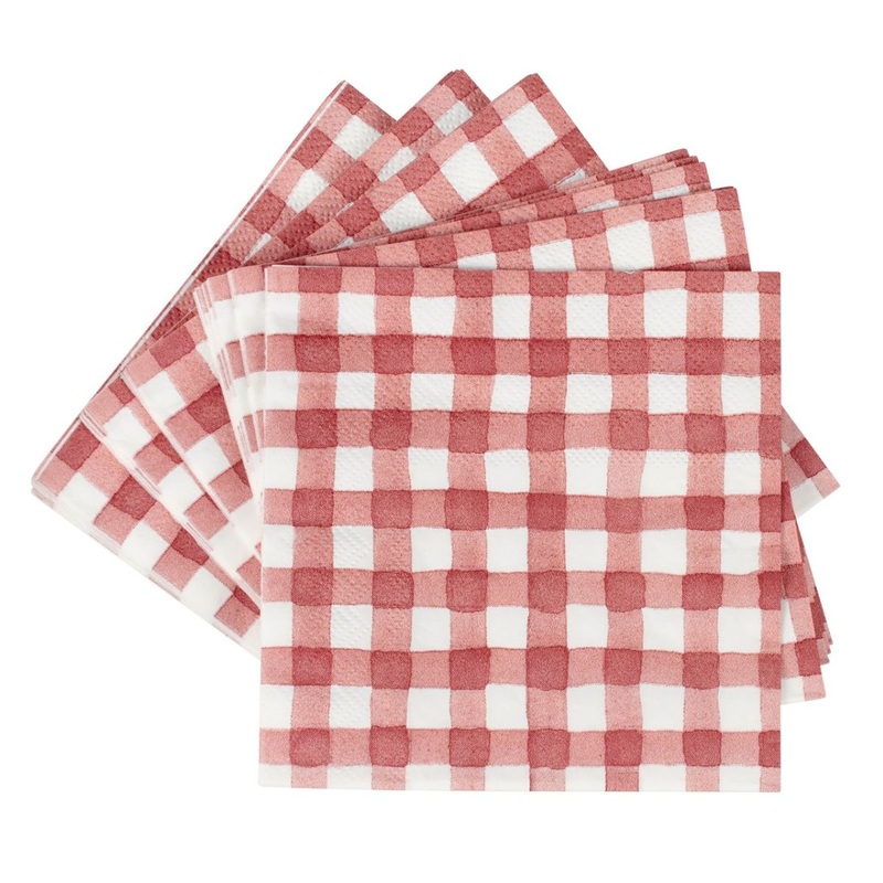 Red Gingham Beverage Napkin