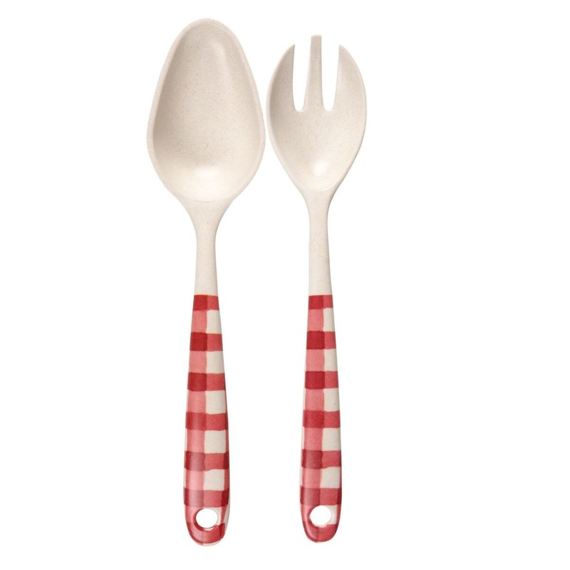 Red Gingham Serving Utensil Set