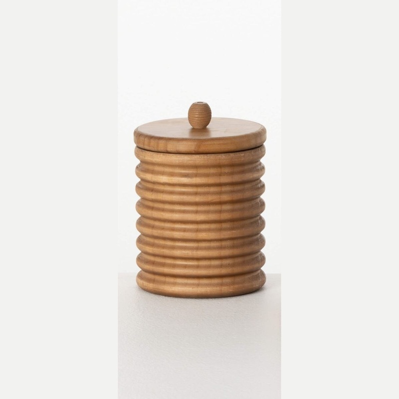 Ribbed Wood Container with Lid- Large
