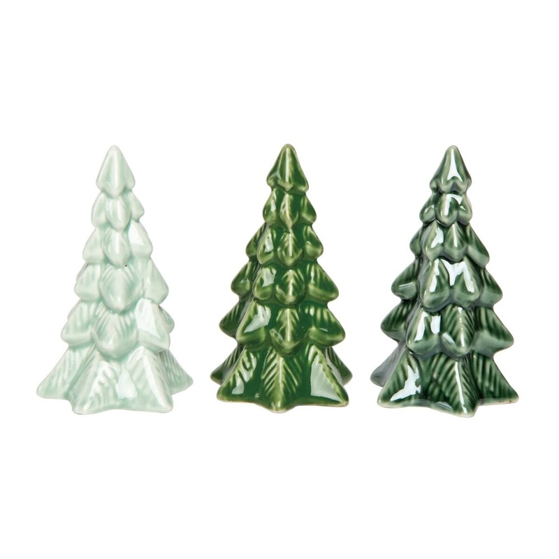 Ceramic Iridescent Green Tree 3 asst