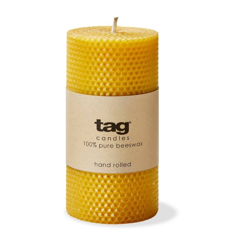 Hand Rolled Beeswax 3×6 Pillar Candle