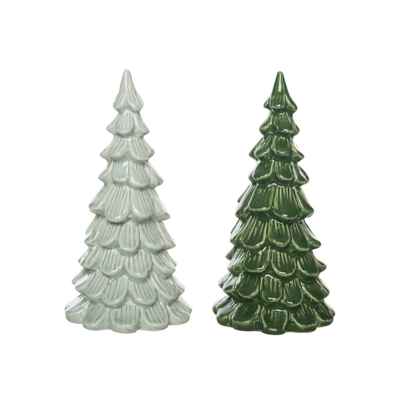 Lg Ceramic Iridescent Tree Decor 2 asst
