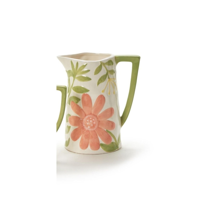 Hand -Painted Floral Pitcher- Large