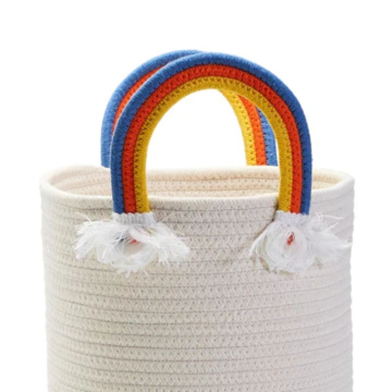 Rainbow Handle Rope Basket Medium