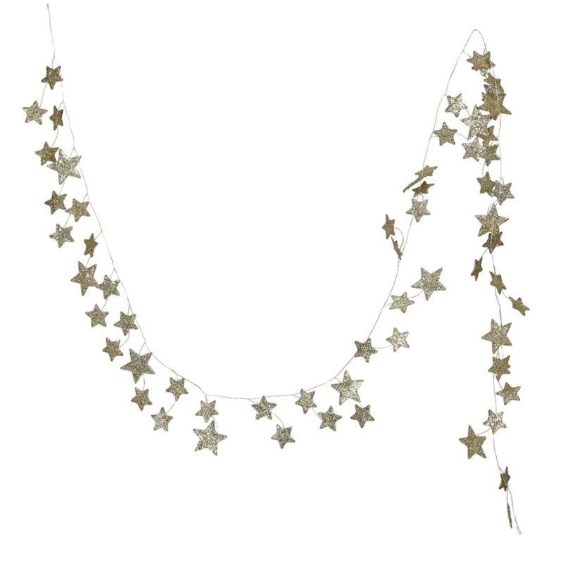 Glitter Paper Star Garland Gold Color