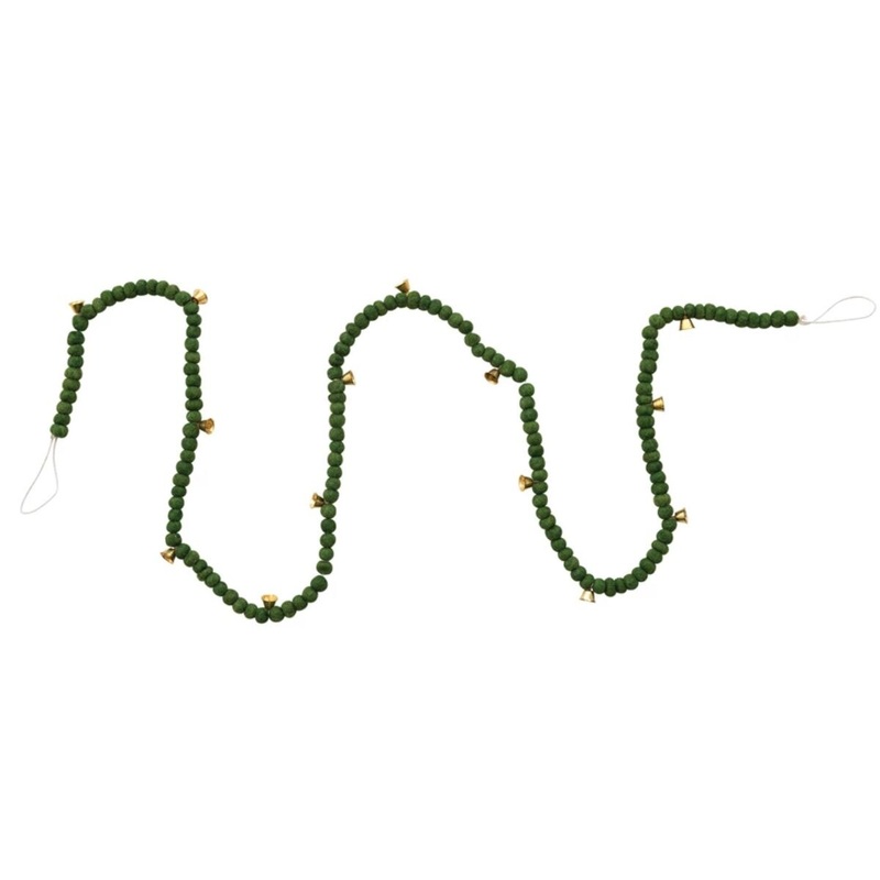 Handmade Wool Felt Ball Garland with Bells