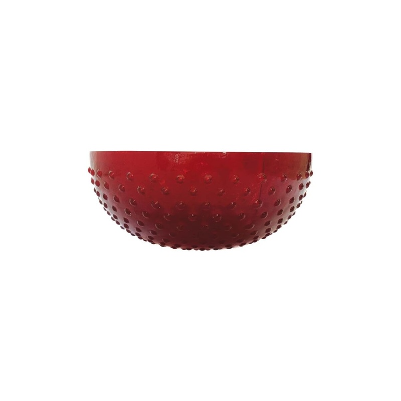 Quart Glass Hobnail Serving Bowl Red