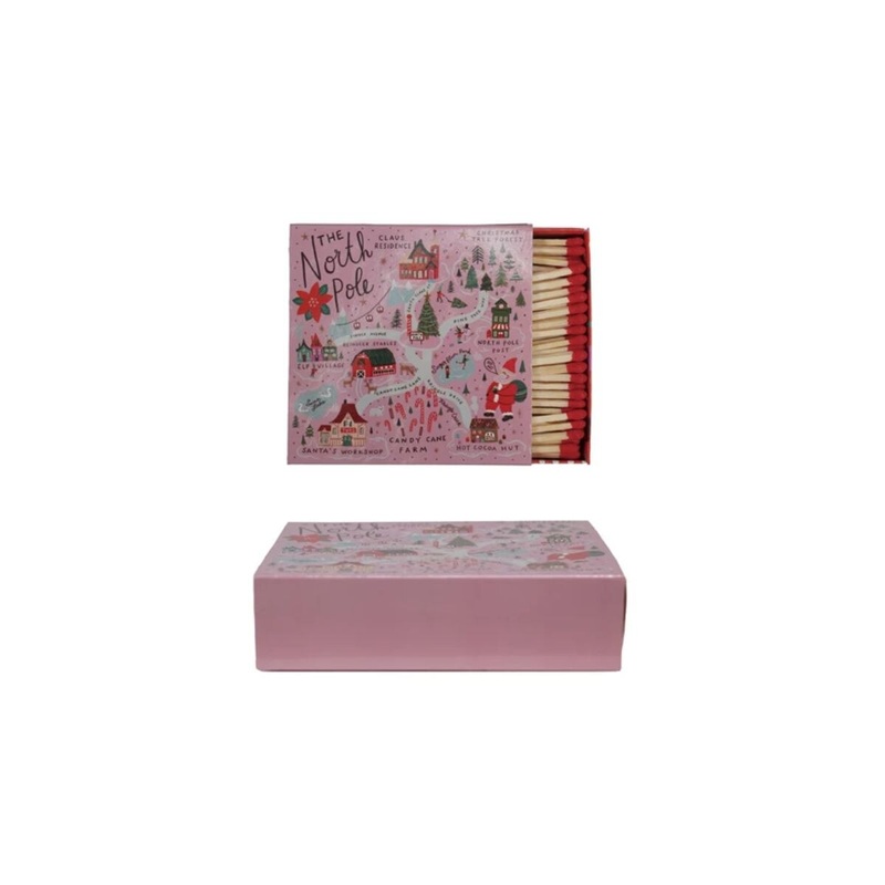 Safety matches in Matchbox with North Pole Scene