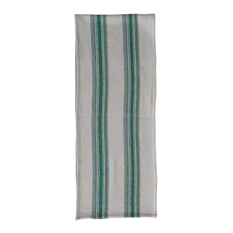 Woven Cotton Flour Sack Table Runner with Stripes