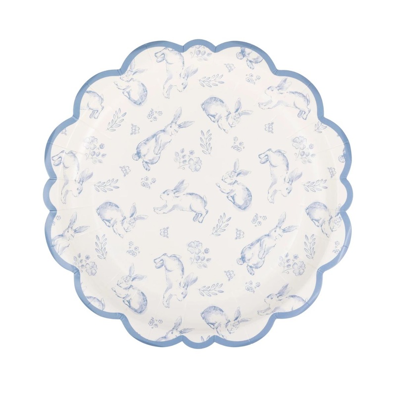 8 Bunny Toile Plates