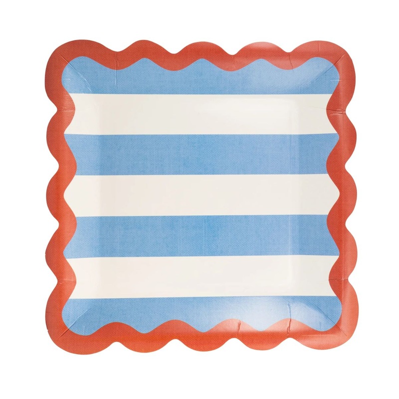 Hamptons Stripes Ric Rac Trim Paper Plate 9