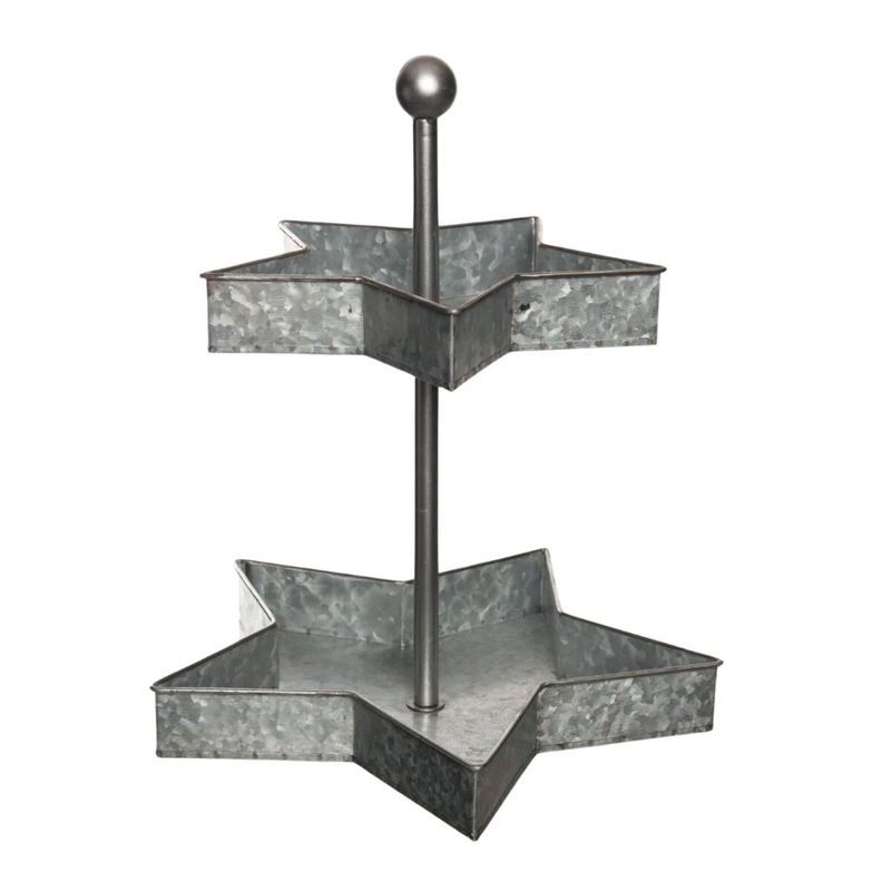 Metal 2 Tiered Star Decor Tray