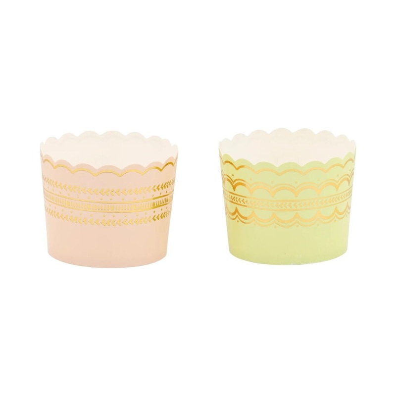 Pink and Green Delicate Border Foiled Baking Cup