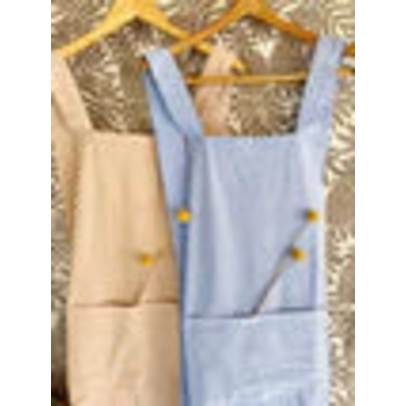 Cross Back Apron Cream Beige