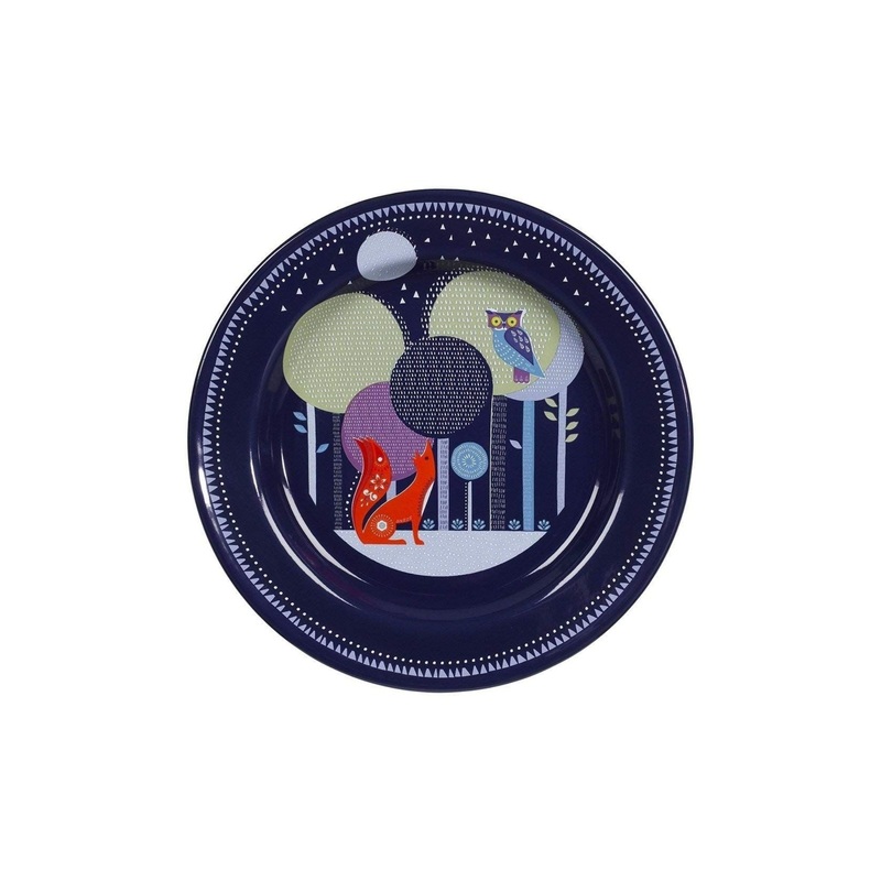 Plate Black Enamel Folklore