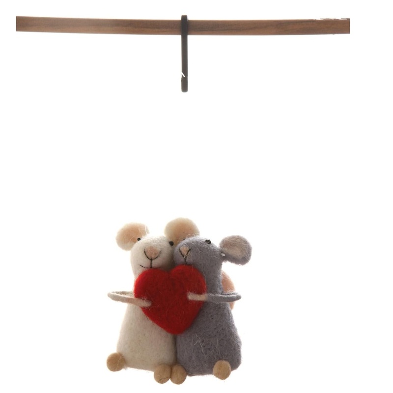 Wool Felt Mice w/Heart