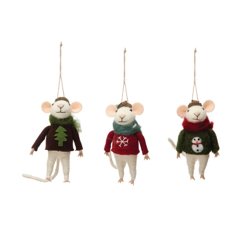 Wool Felt Mouse In Hat/Sweater