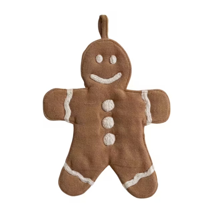 Woven Cotton Gingerbread cookie Shaped Pot Holder