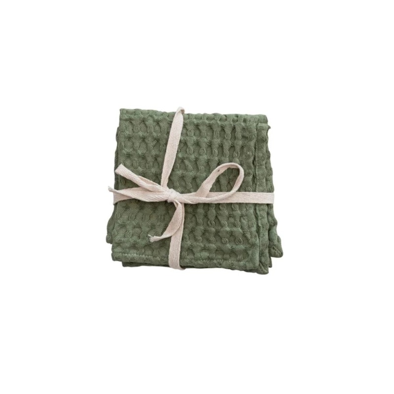 10.5 CottonWaffle Weave Dish Cloths- Green