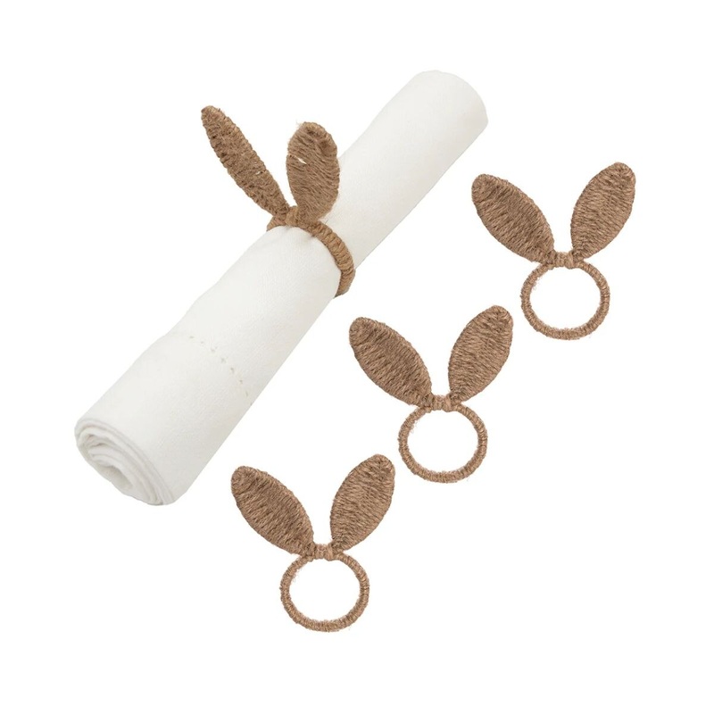 Natural Bunny Ears Napkin Ring- Set of 4