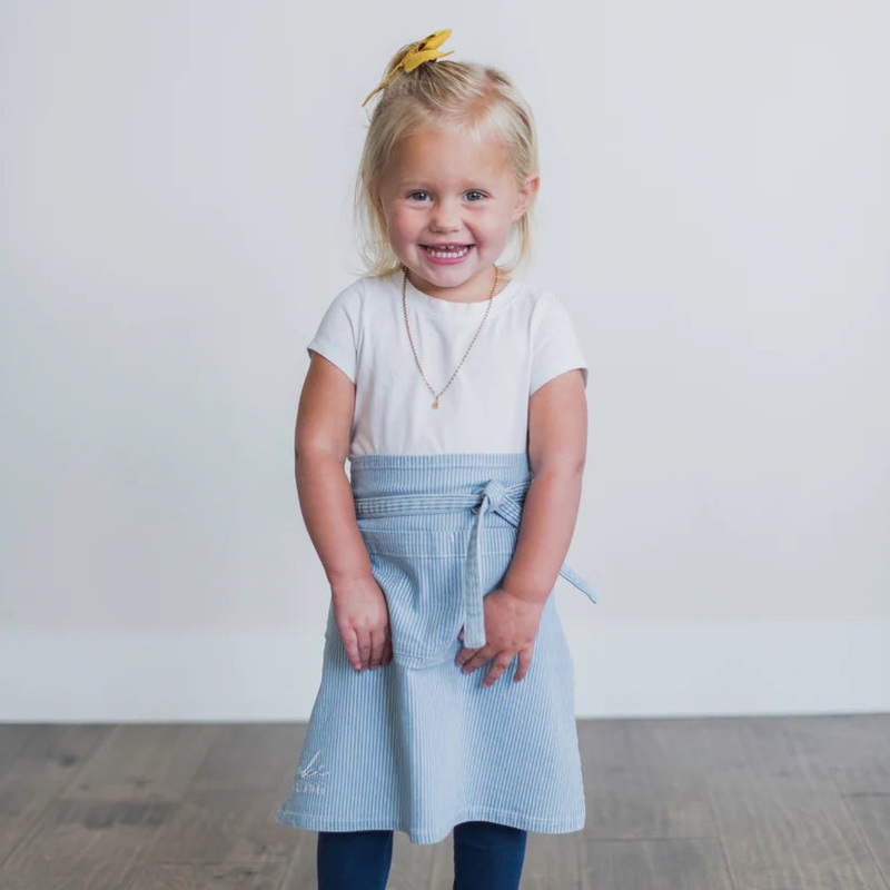 Denim PInstripe Apron-Mini