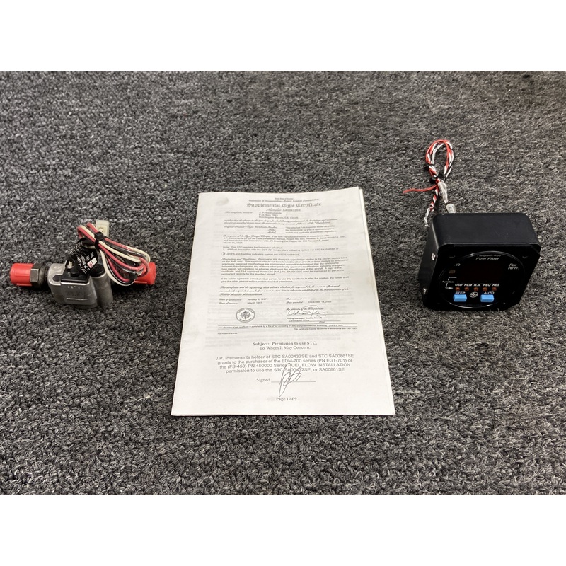 450000-9 JP Instruments Fuel Flowmeter Indicator w Transducer & STC (11-30V)