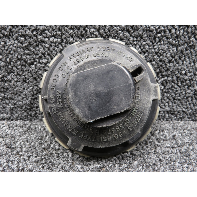 457-370 Shaw Aero Fuel Cap Assembly (White) (Size 3, 50 PSI, Type III, Class A)