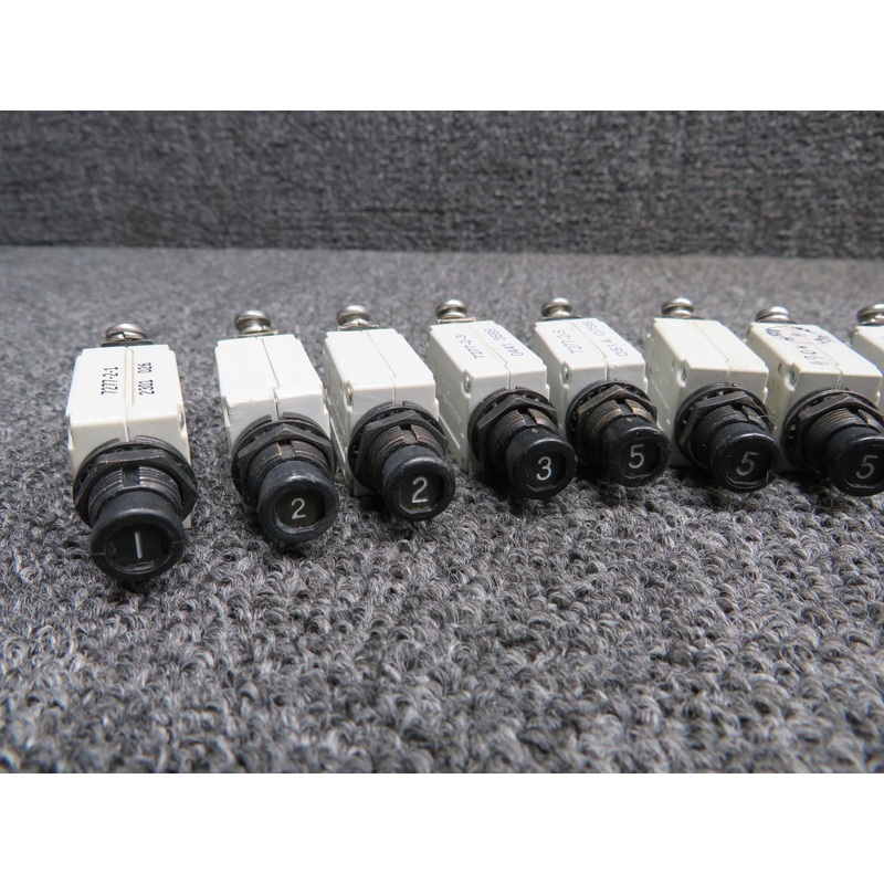 7277-2-1, 7277-2-2, 7277-2-3 Klixon Push Circuit Breaker Set of 20 (Various Amps: 1-20)