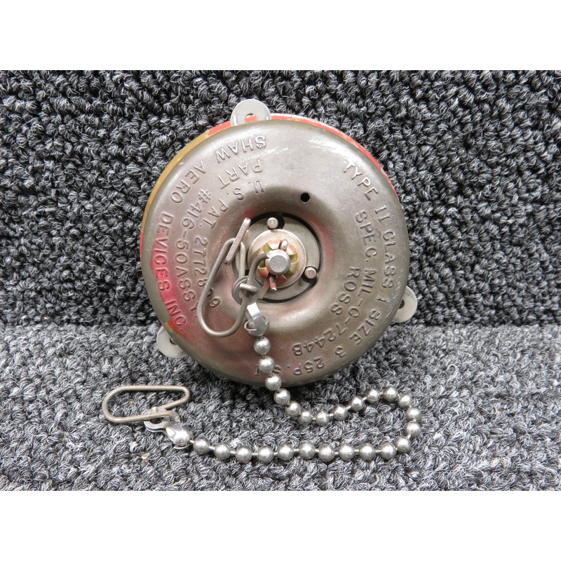 416-50 Shaw Aero Fuel Cap Assembly with Chain (Type II, Class I, Size 3, 25 PSI)
