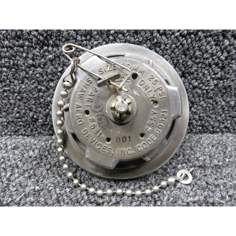 531-001 Shaw Aero Fuel Cap Assembly with Chain, Stuck Handle (Size 60MM, 25PSI)