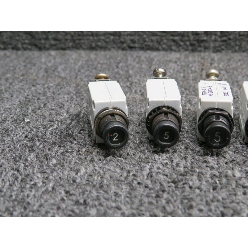 7274-2-2, 7274-2-5, 7274-2-10 Klixon Circuit Breakers Set of 8 (Amps: 2, 5, 10)